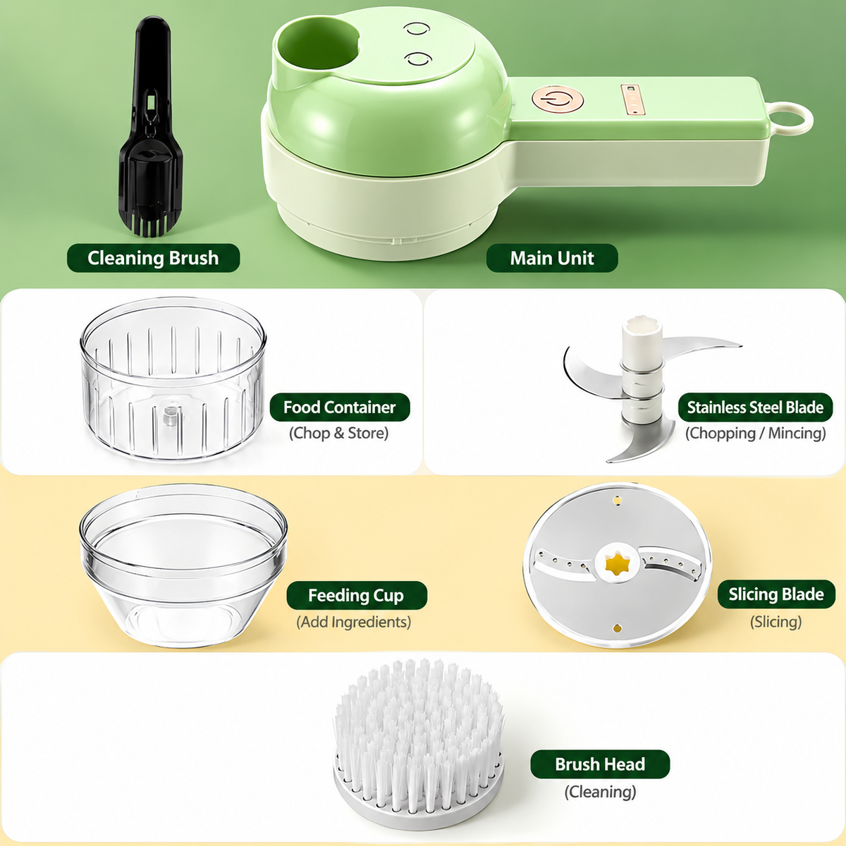 3in1 Electric Vegetable Cutter Set Handheld Wireless Electric Garlic Masher Food Chopper Meat Grinder Machine Food Peel Slice