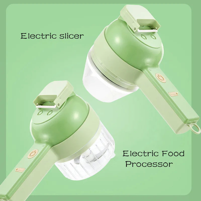 3in1 Electric Vegetable Cutter Set Handheld Wireless Electric Garlic Masher Food Chopper Meat Grinder Machine Food Peel Slice