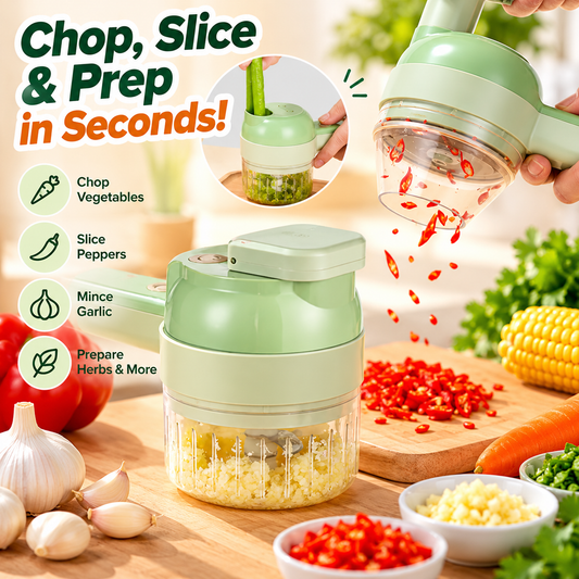 3in1 Electric Vegetable Cutter Set Handheld Wireless Electric Garlic Masher Food Chopper Meat Grinder Machine Food Peel Slice
