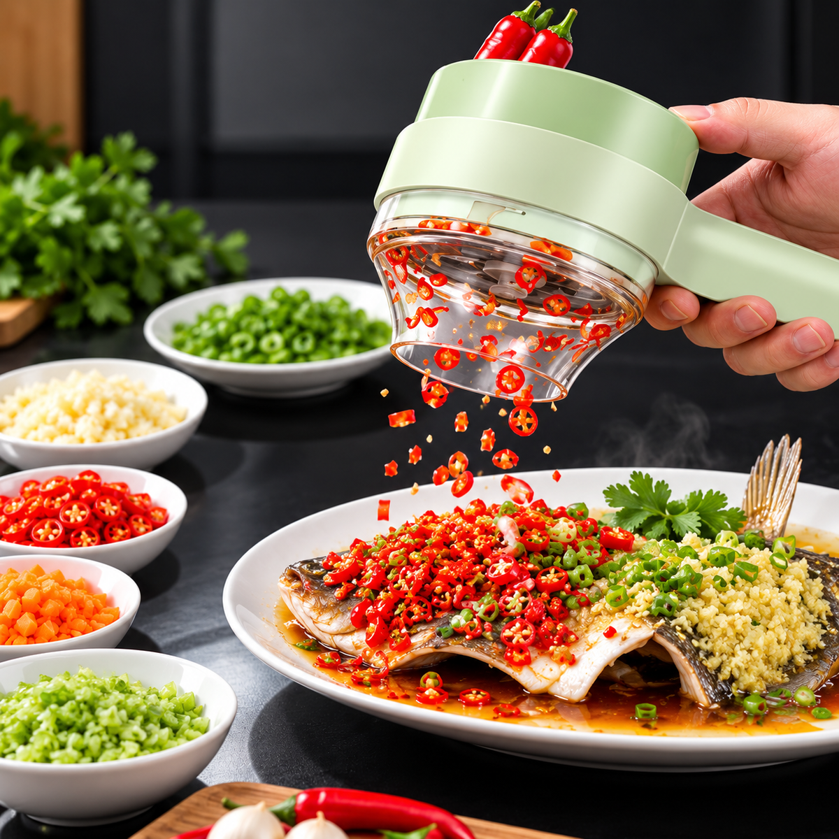 3in1 Electric Vegetable Cutter Set Handheld Wireless Electric Garlic Masher Food Chopper Meat Grinder Machine Food Peel Slice