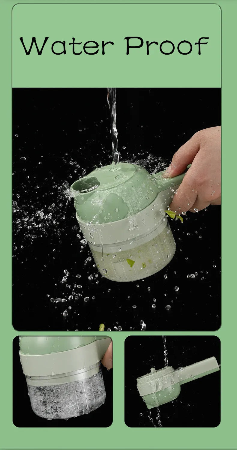 3in1 Electric Vegetable Cutter Set Handheld Wireless Electric Garlic Masher Food Chopper Meat Grinder Machine Food Peel Slice
