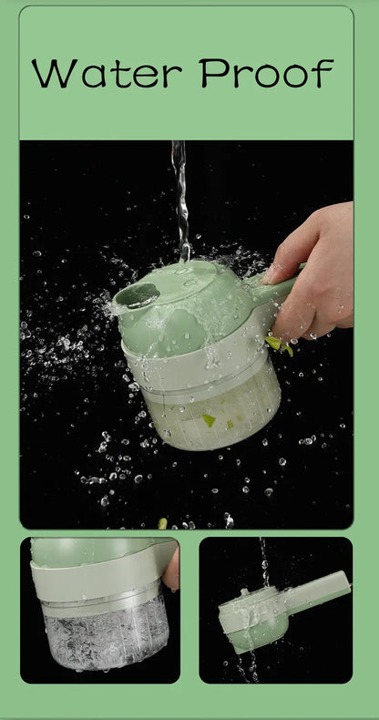3in1 Electric Vegetable Cutter Set Handheld Wireless Electric Garlic Masher Food Chopper Meat Grinder Machine Food Peel Slice