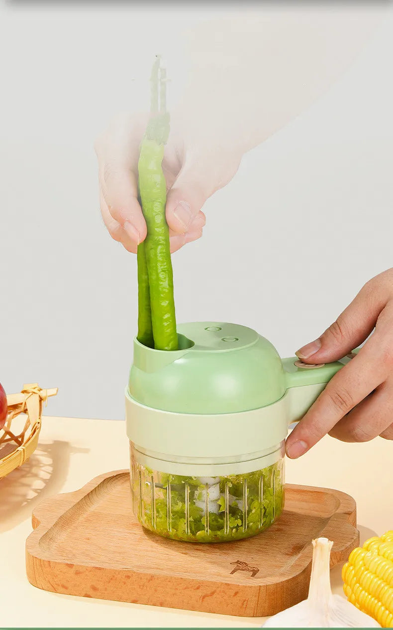 3in1 Electric Vegetable Cutter Set Handheld Wireless Electric Garlic Masher Food Chopper Meat Grinder Machine Food Peel Slice
