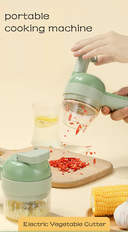 3in1 Electric Vegetable Cutter Set Handheld Wireless Electric Garlic Masher Food Chopper Meat Grinder Machine Food Peel Slice